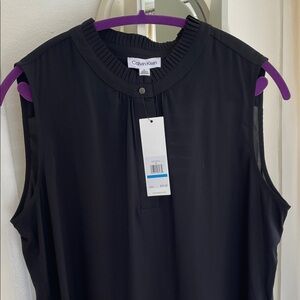 NWT Calvin Klein Women's Elegant Black Blouse Size XL